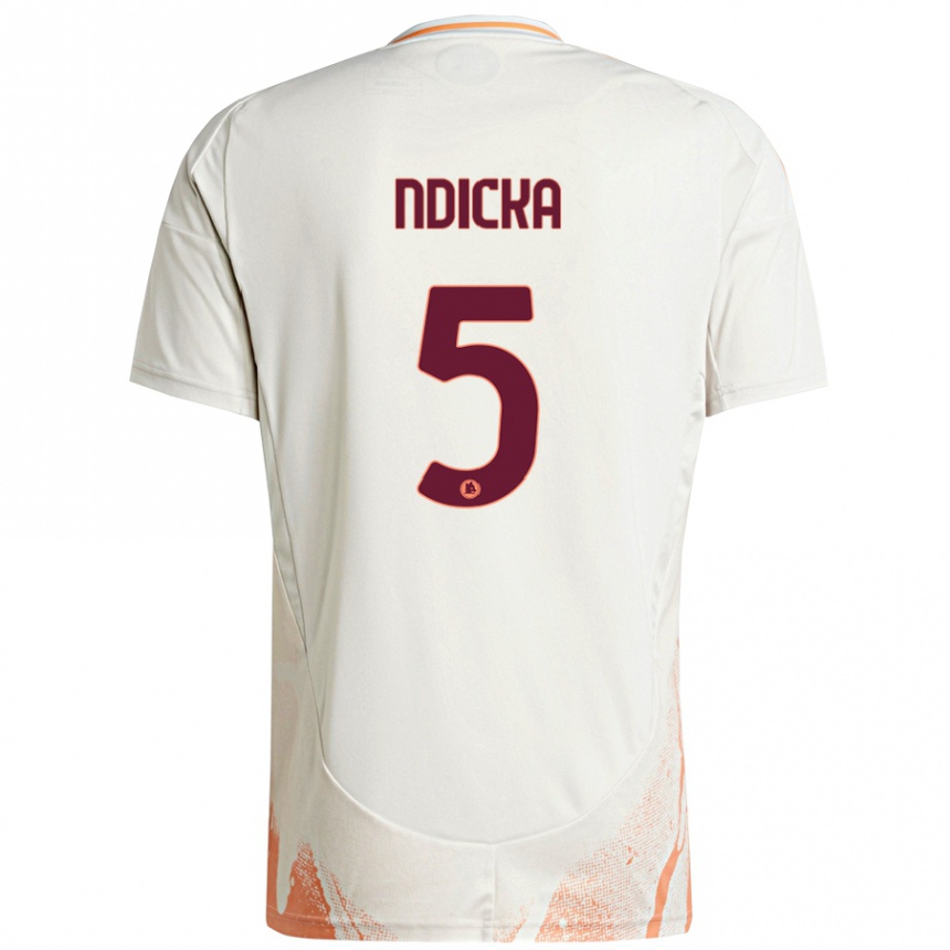 Kids Football Evan Ndicka #5 Cream White Orange Away Jersey 2024/25 T-Shirt Uk