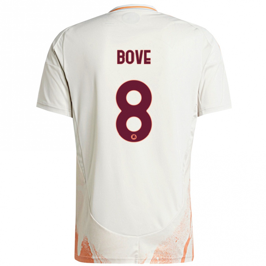 Kids Football Edoardo Bove #8 Cream White Orange Away Jersey 2024/25 T-Shirt Uk