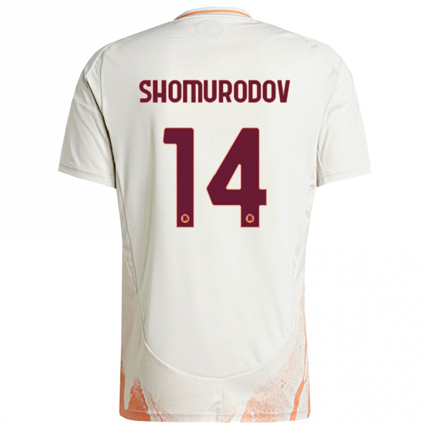 Kids Football Eldor Shomurodov #14 Cream White Orange Away Jersey 2024/25 T-Shirt Uk