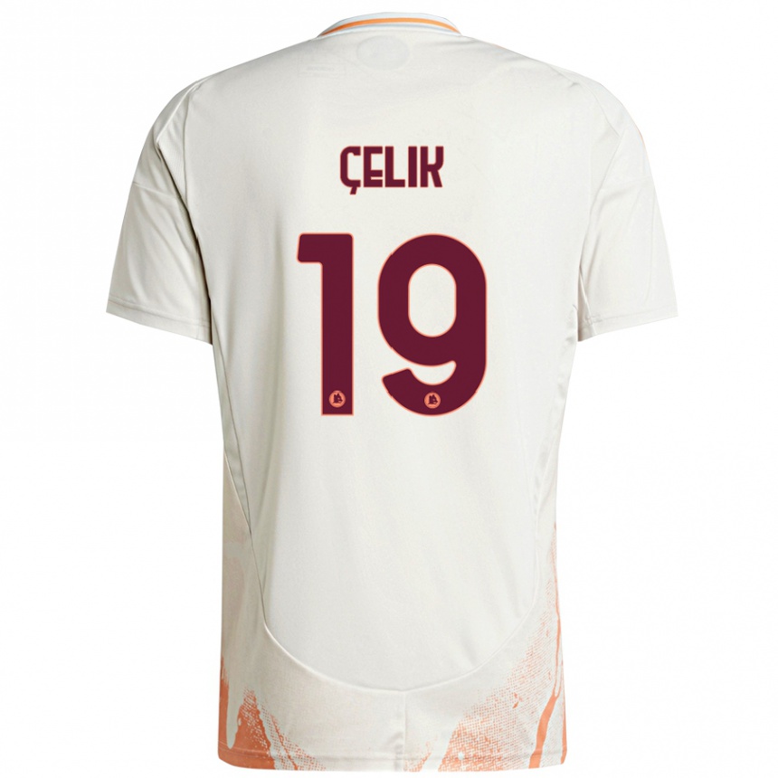 Kids Football Zeki Celik #19 Cream White Orange Away Jersey 2024/25 T-Shirt Uk