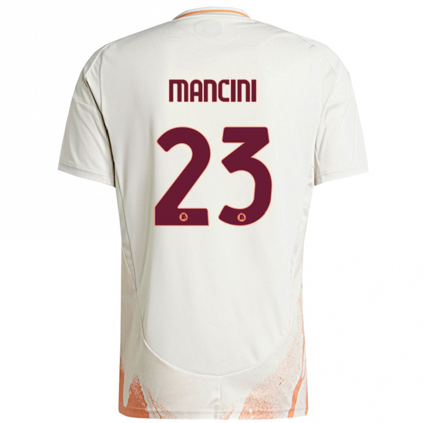 Kids Football Gianluca Mancini #23 Cream White Orange Away Jersey 2024/25 T-Shirt Uk