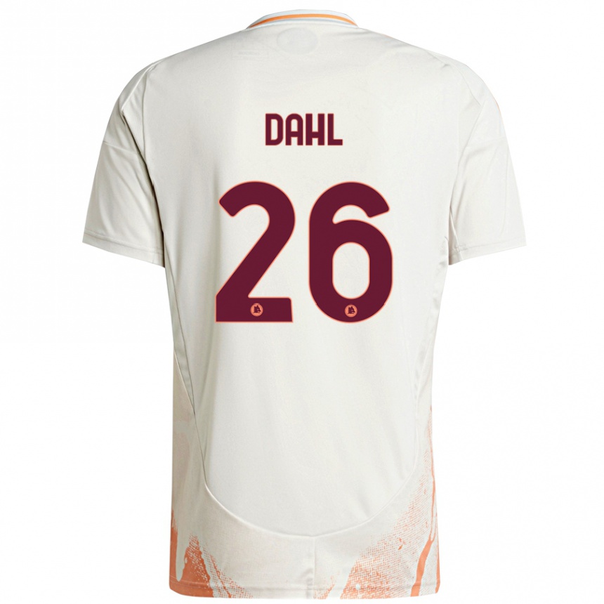 Kids Football Samuel Dahl #26 Cream White Orange Away Jersey 2024/25 T-Shirt Uk