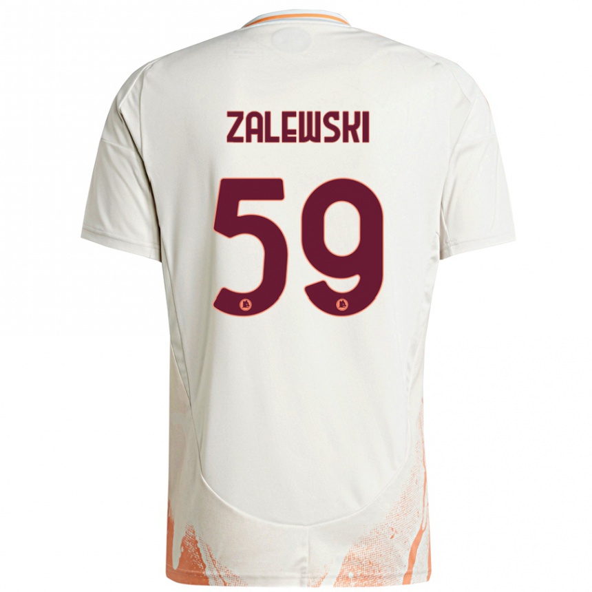 Kids Football Nicola Zalewski #59 Cream White Orange Away Jersey 2024/25 T-Shirt Uk