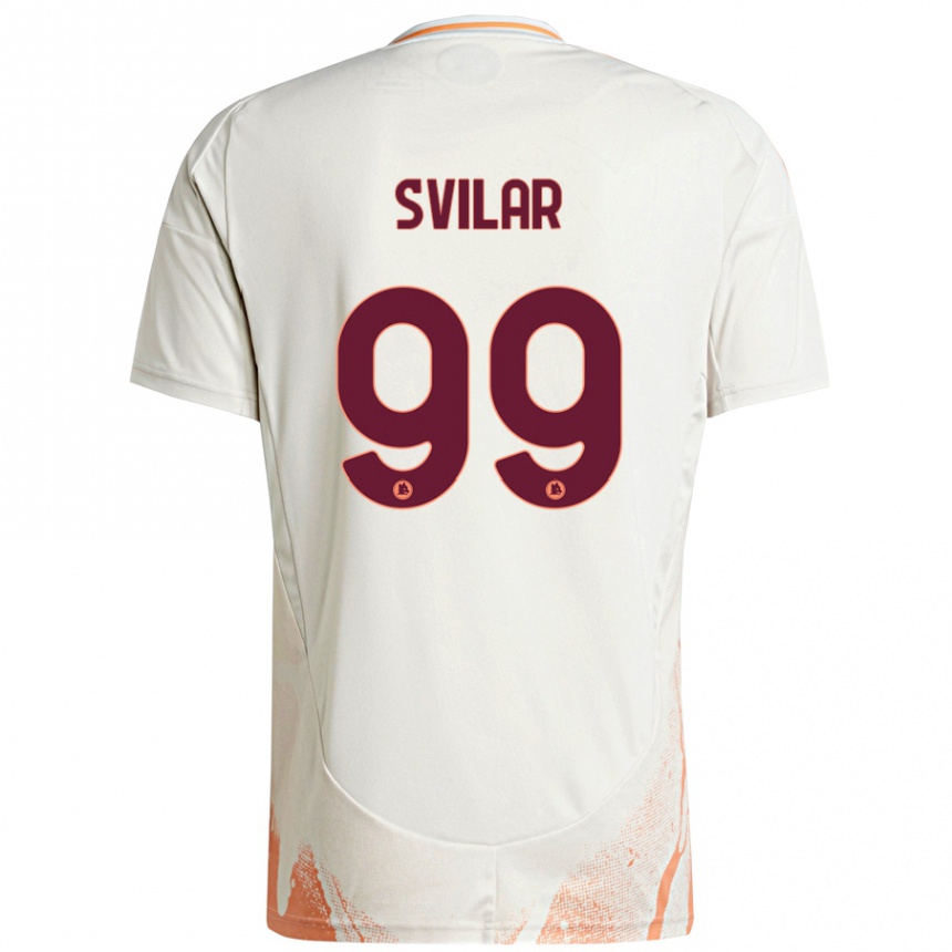 Kids Football Mile Svilar #99 Cream White Orange Away Jersey 2024/25 T-Shirt Uk