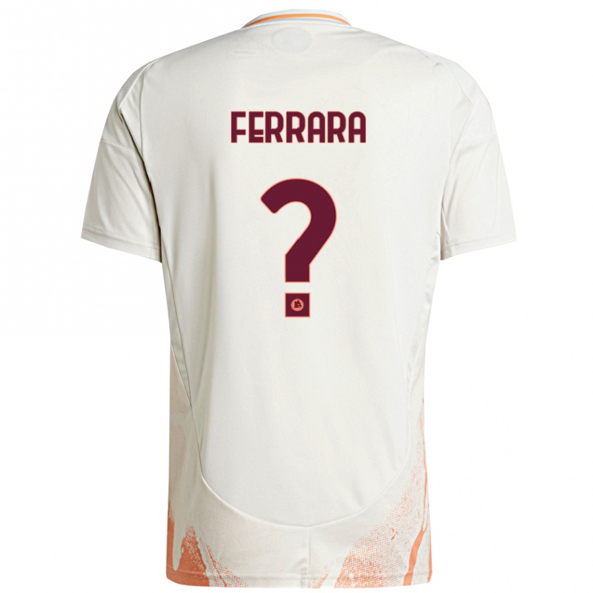 Kids Football Francesco Ferrara #0 Cream White Orange Away Jersey 2024/25 T-Shirt Uk