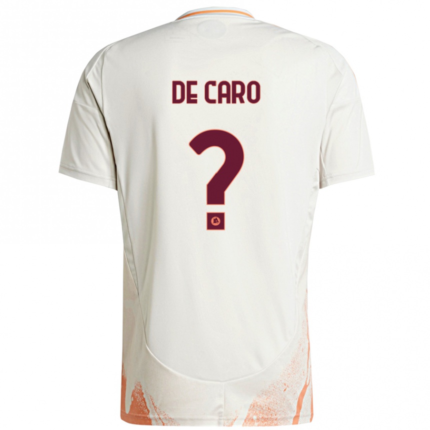 Kids Football Lorenzo De Caro #0 Cream White Orange Away Jersey 2024/25 T-Shirt Uk