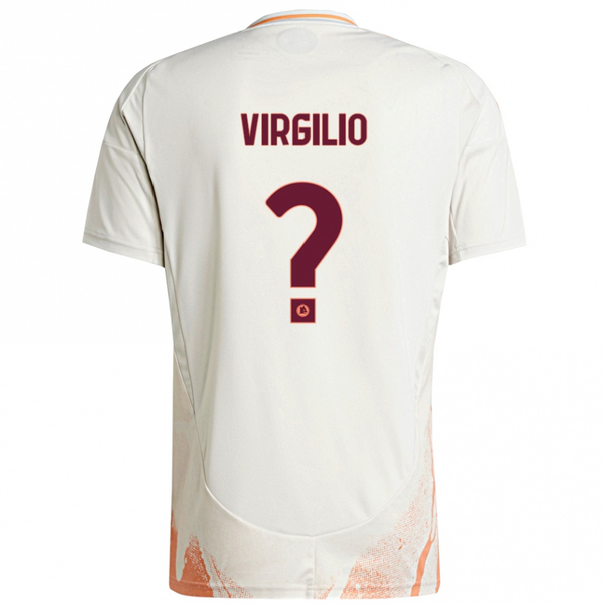 Kids Football Cristian Virgilio #0 Cream White Orange Away Jersey 2024/25 T-Shirt Uk