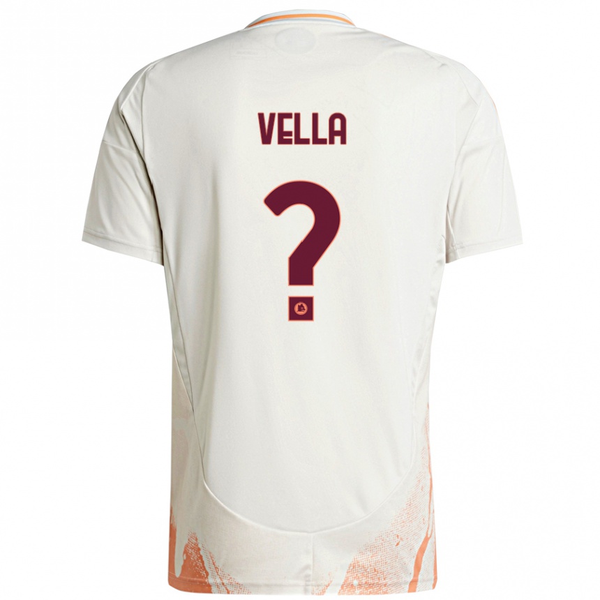 Kids Football Tancredi Vella #0 Cream White Orange Away Jersey 2024/25 T-Shirt Uk