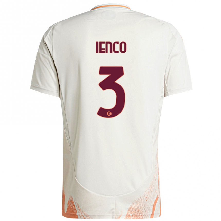 Kids Football Simone Ienco #3 Cream White Orange Away Jersey 2024/25 T-Shirt Uk