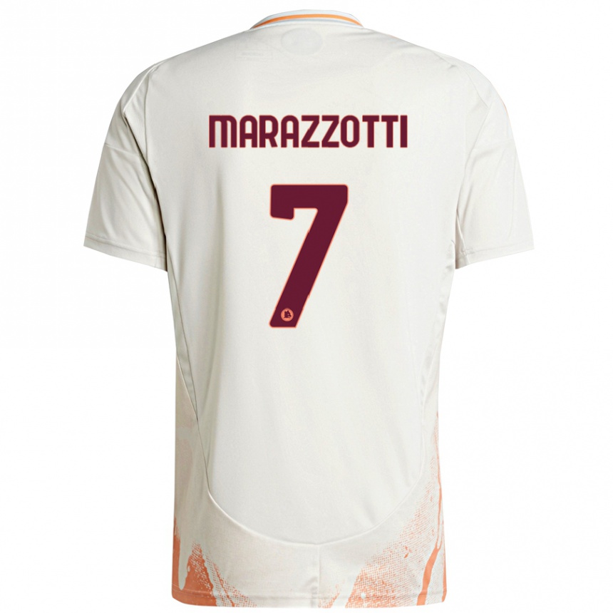 Kids Football Fabrizio Marazzotti #7 Cream White Orange Away Jersey 2024/25 T-Shirt Uk