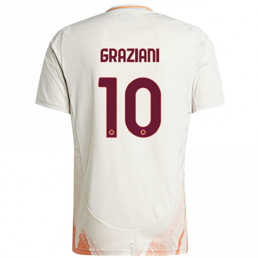 Kids Football Leonardo Graziani #10 Cream White Orange Away Jersey 2024/25 T-Shirt Uk