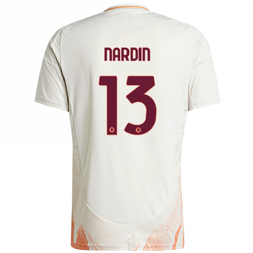 Kids Football Federico Nardin #13 Cream White Orange Away Jersey 2024/25 T-Shirt Uk