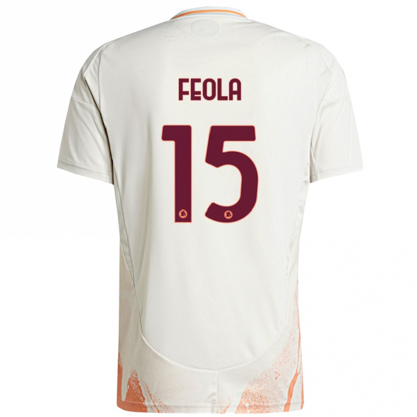 Kids Football William Feola #15 Cream White Orange Away Jersey 2024/25 T-Shirt Uk