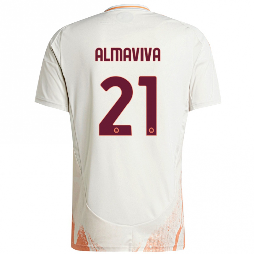 Kids Football Mattia Almaviva #21 Cream White Orange Away Jersey 2024/25 T-Shirt Uk