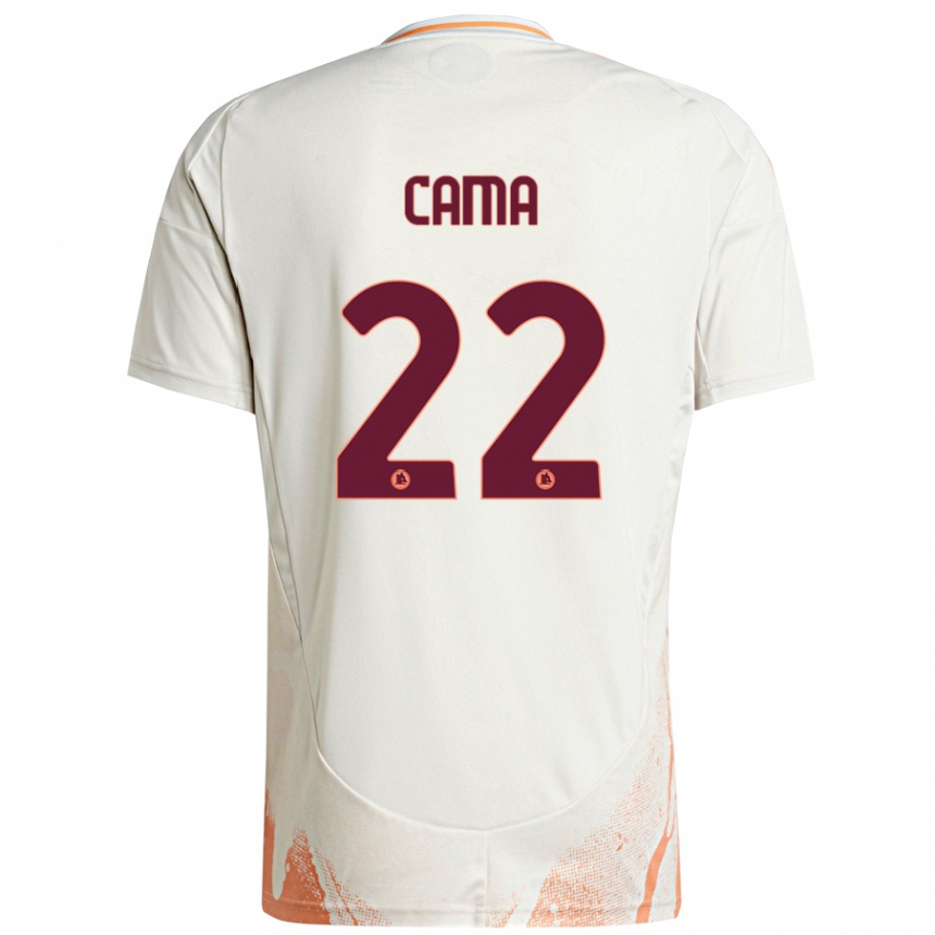 Kids Football Cristian Cama #22 Cream White Orange Away Jersey 2024/25 T-Shirt Uk