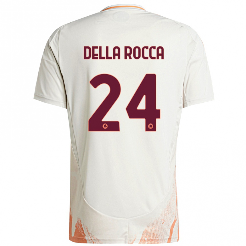 Kids Football Mattia Della Rocca #24 Cream White Orange Away Jersey 2024/25 T-Shirt Uk