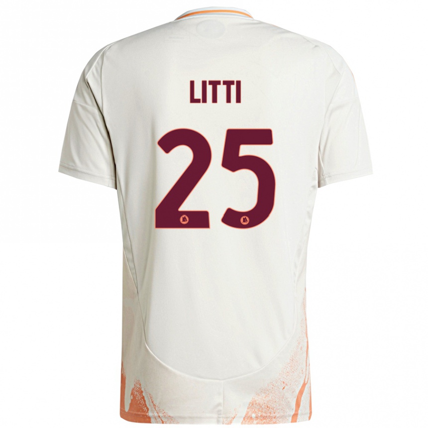 Kids Football Marco Litti #25 Cream White Orange Away Jersey 2024/25 T-Shirt Uk