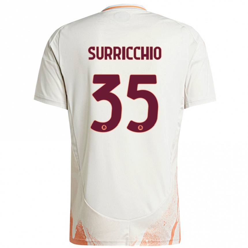 Kids Football Jacopo Surricchio #35 Cream White Orange Away Jersey 2024/25 T-Shirt Uk