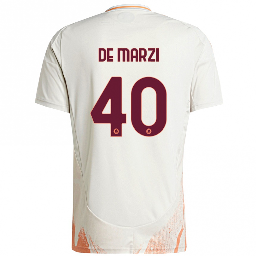 Kids Football Giorgio De Marzi #40 Cream White Orange Away Jersey 2024/25 T-Shirt Uk