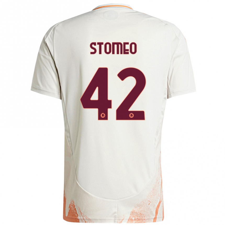 Kids Football Giorgio Stomeo #42 Cream White Orange Away Jersey 2024/25 T-Shirt Uk