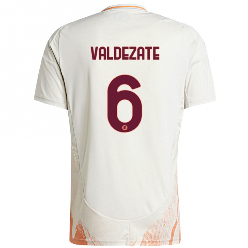 Kids Football Oihane Valdezate #6 Cream White Orange Away Jersey 2024/25 T-Shirt Uk