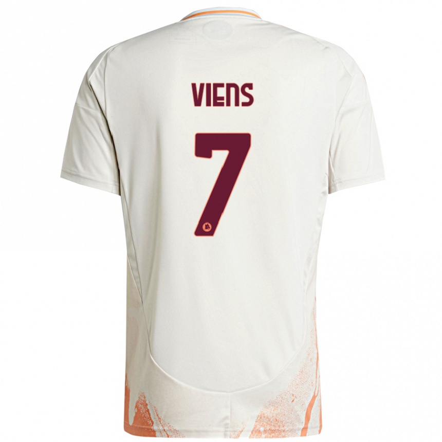 Kids Football Evelyne Viens #7 Cream White Orange Away Jersey 2024/25 T-Shirt Uk