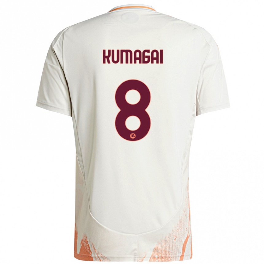 Kids Football Saki Kumagai #8 Cream White Orange Away Jersey 2024/25 T-Shirt Uk