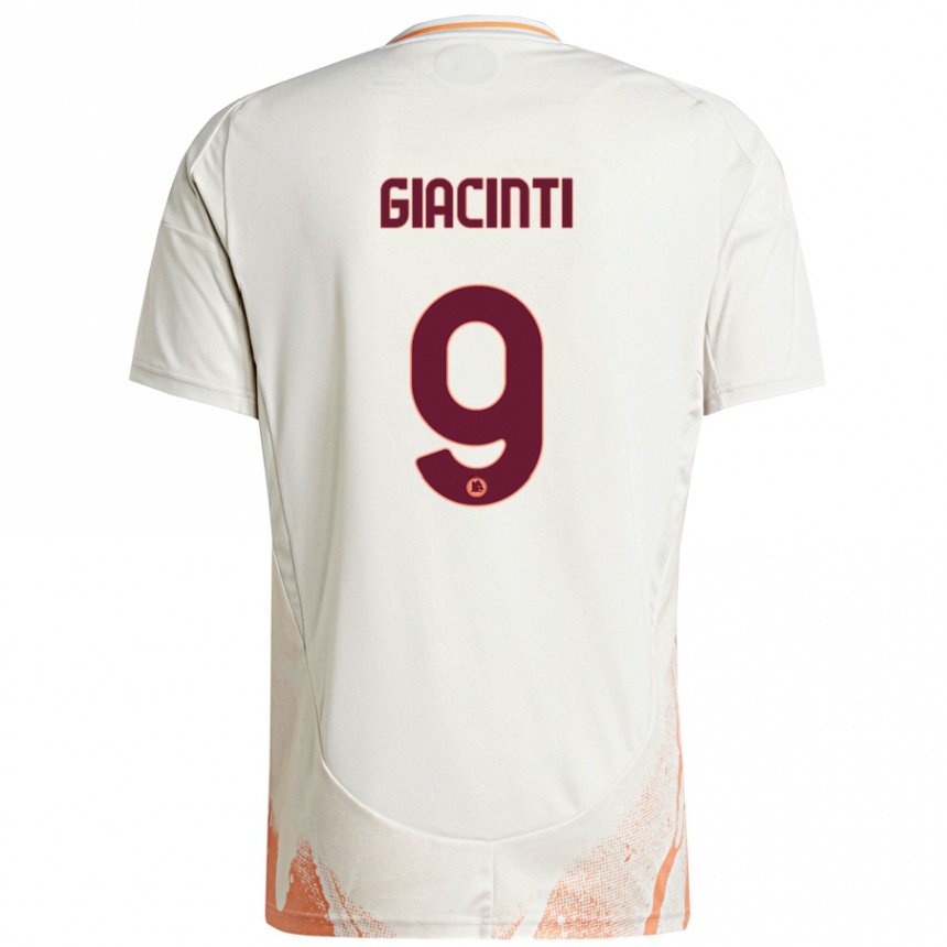 Kids Football Valentina Giacinti #9 Cream White Orange Away Jersey 2024/25 T-Shirt Uk