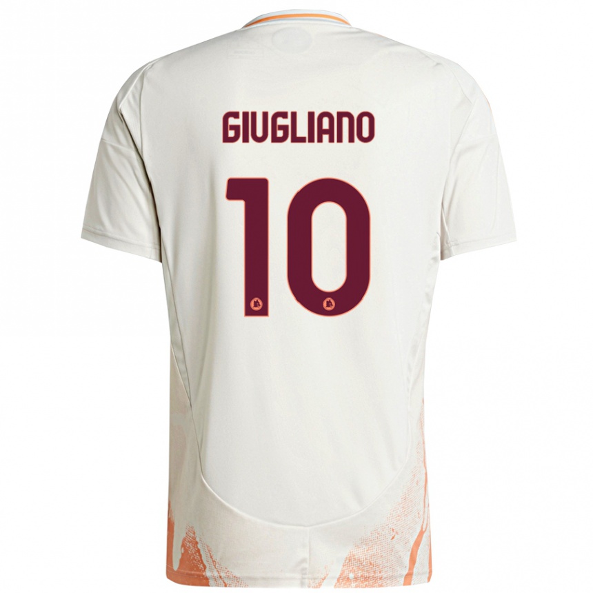 Kids Football Manuela Giugliano #10 Cream White Orange Away Jersey 2024/25 T-Shirt Uk