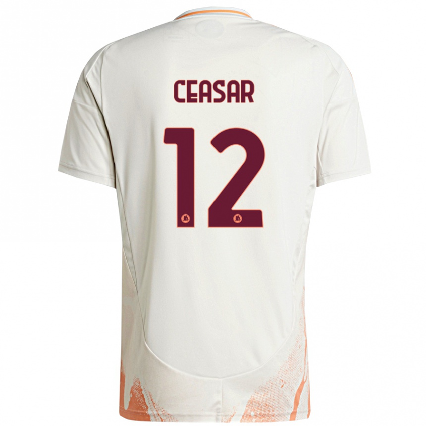 Kids Football Camelia Ceasar #12 Cream White Orange Away Jersey 2024/25 T-Shirt Uk