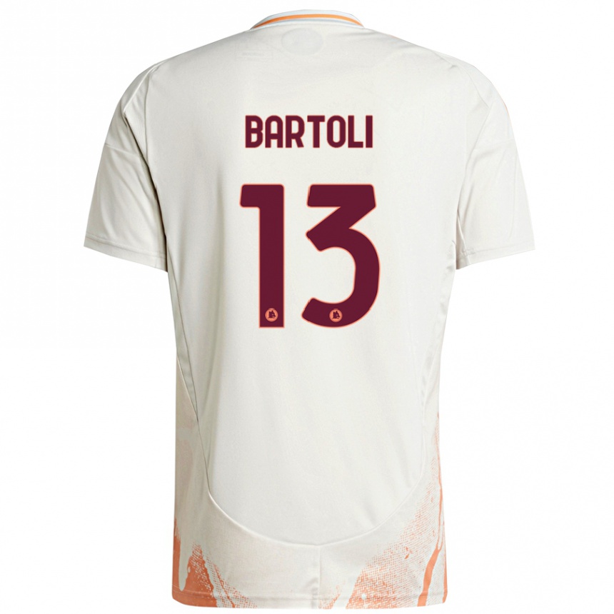 Kids Football Elisa Bartoli #13 Cream White Orange Away Jersey 2024/25 T-Shirt Uk