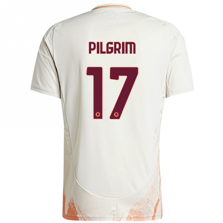 Kids Football Alayah Pilgrim #17 Cream White Orange Away Jersey 2024/25 T-Shirt Uk