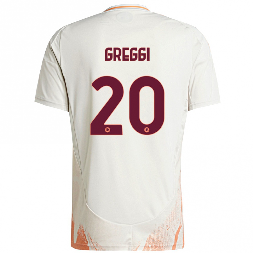 Kids Football Giada Greggi #20 Cream White Orange Away Jersey 2024/25 T-Shirt Uk