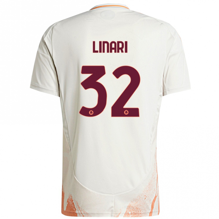 Kids Football Elena Linari #32 Cream White Orange Away Jersey 2024/25 T-Shirt Uk