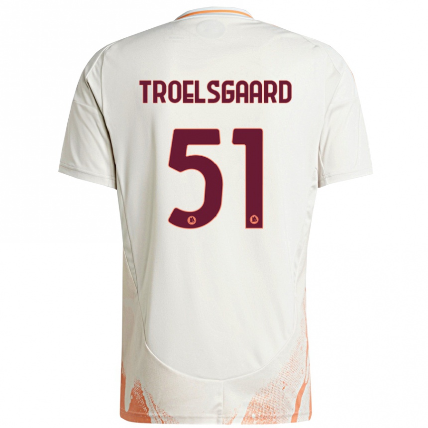 Kids Football Sanne Troelsgaard #51 Cream White Orange Away Jersey 2024/25 T-Shirt Uk