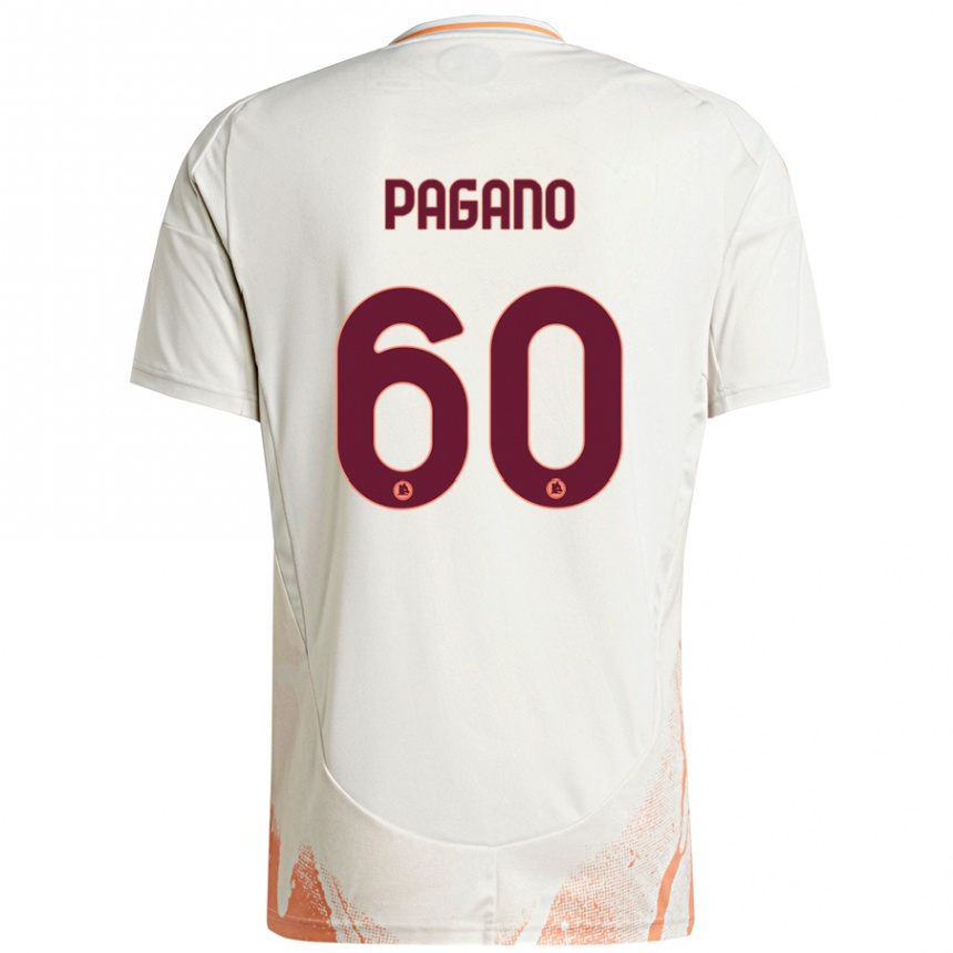 Kids Football Riccardo Pagano #60 Cream White Orange Away Jersey 2024/25 T-Shirt Uk