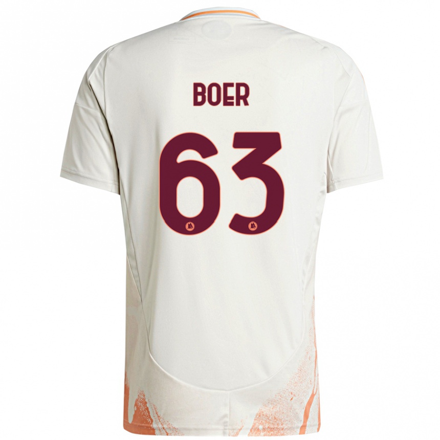 Kids Football Pietro Boer #63 Cream White Orange Away Jersey 2024/25 T-Shirt Uk