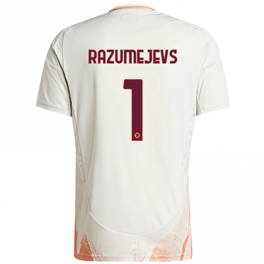 Kids Football Vladislavs Razumejevs #1 Cream White Orange Away Jersey 2024/25 T-Shirt Uk