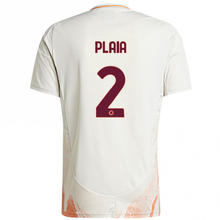 Kids Football Matteo Plaia #2 Cream White Orange Away Jersey 2024/25 T-Shirt Uk