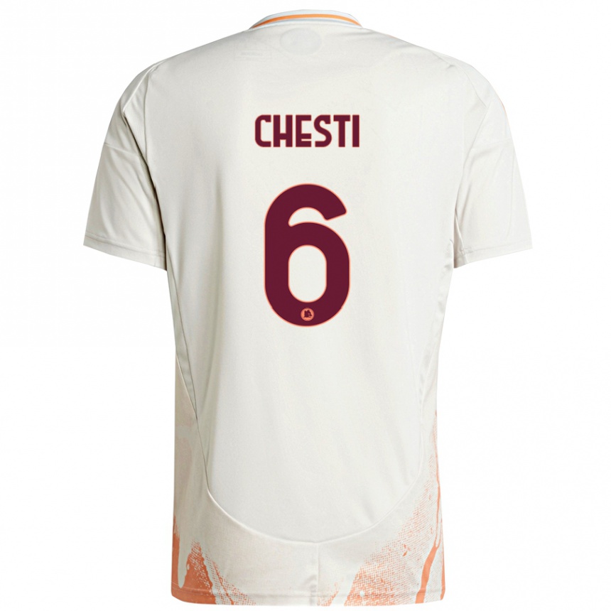 Kids Football Francesco Chesti #6 Cream White Orange Away Jersey 2024/25 T-Shirt Uk