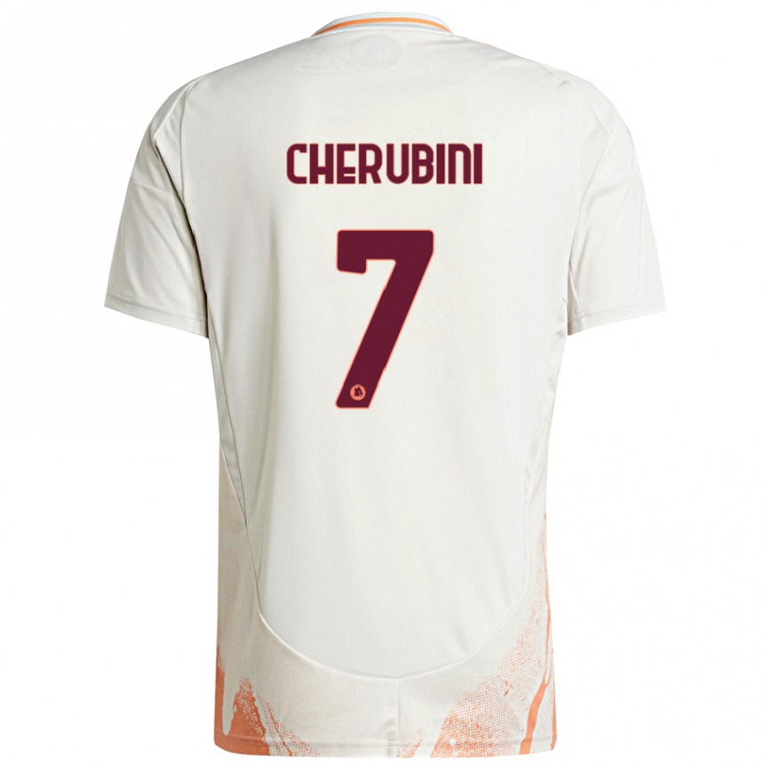 Kids Football Luigi Cherubini #7 Cream White Orange Away Jersey 2024/25 T-Shirt Uk