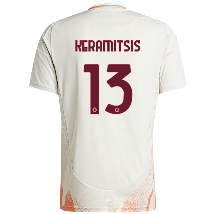 Kids Football Dimitrios Keramitsis #13 Cream White Orange Away Jersey 2024/25 T-Shirt Uk