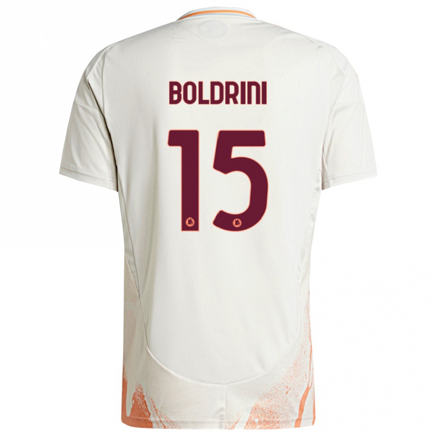 Kids Football Mattia Boldrini #15 Cream White Orange Away Jersey 2024/25 T-Shirt Uk