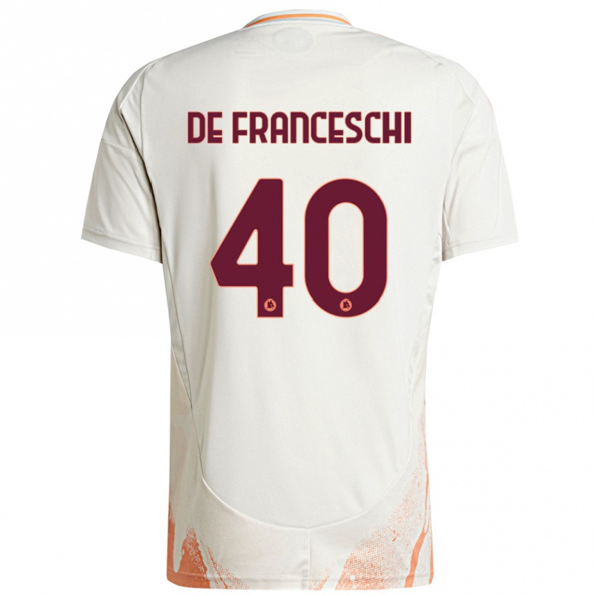 Kids Football Leonardo De Franceschi #40 Cream White Orange Away Jersey 2024/25 T-Shirt Uk