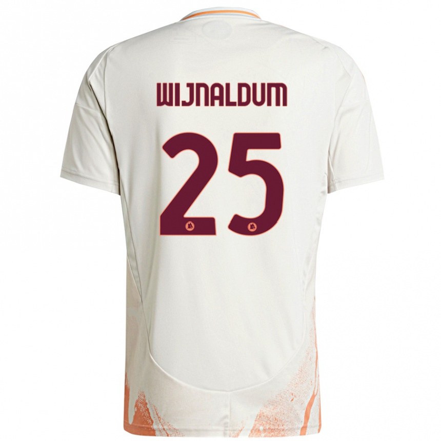 Kids Football Georginio Wijnaldum #25 Cream White Orange Away Jersey 2024/25 T-Shirt Uk