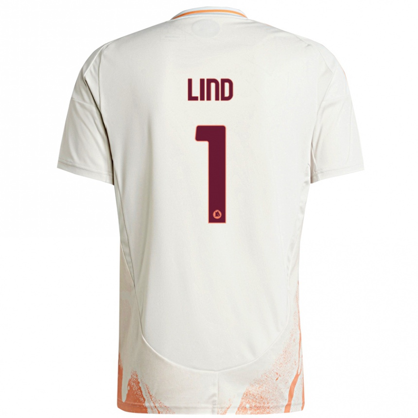 Kids Football Emma Lind #1 Cream White Orange Away Jersey 2024/25 T-Shirt Uk