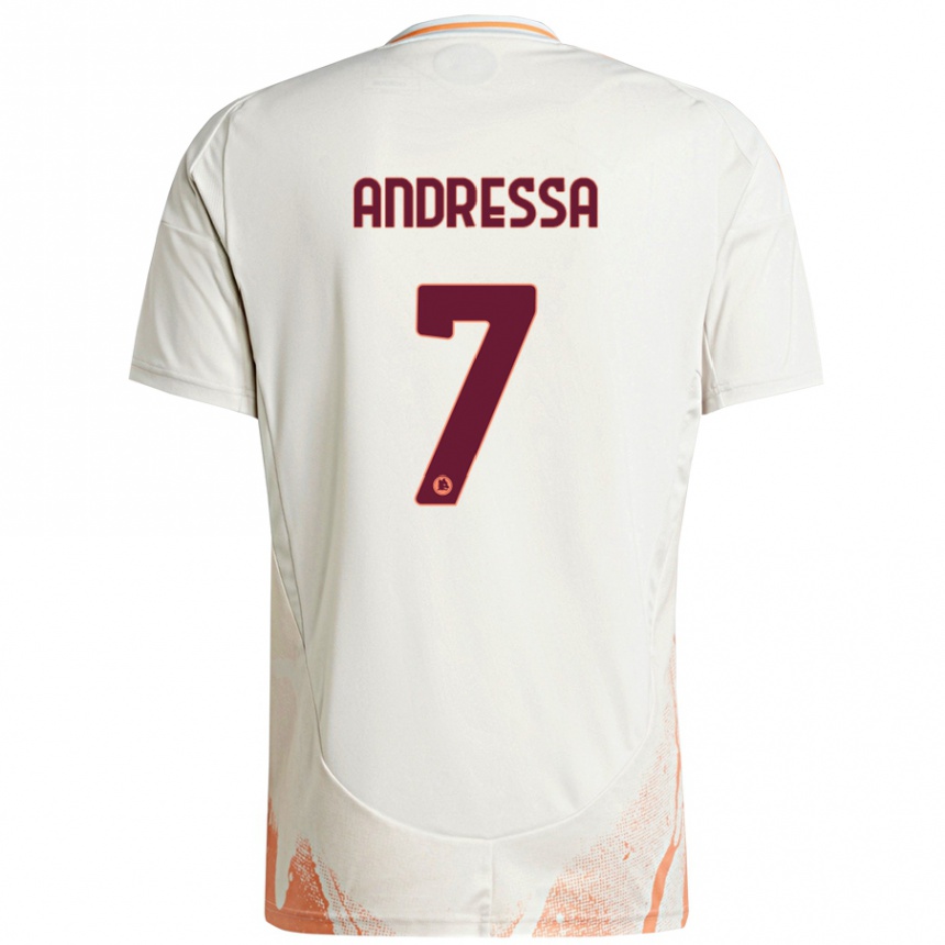 Kids Football Andressa #7 Cream White Orange Away Jersey 2024/25 T-Shirt Uk