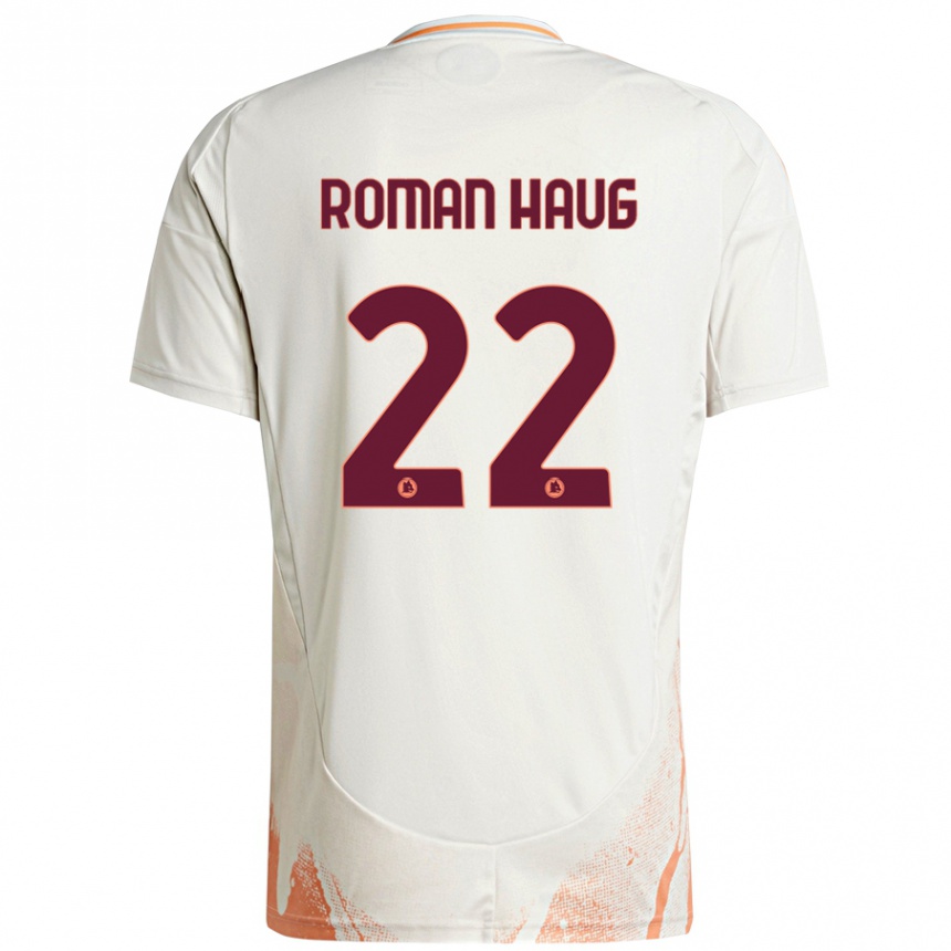 Kids Football Sophie Roman Haug #22 Cream White Orange Away Jersey 2024/25 T-Shirt Uk