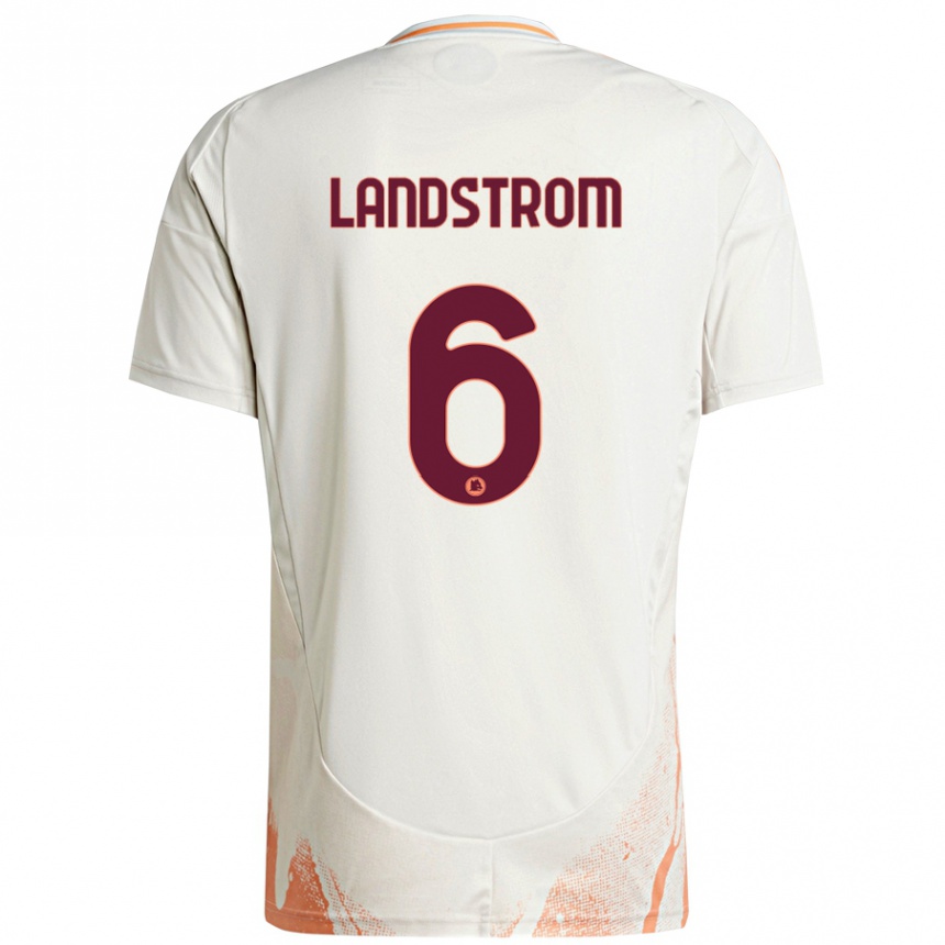 Kids Football Elin Landstrom #6 Cream White Orange Away Jersey 2024/25 T-Shirt Uk