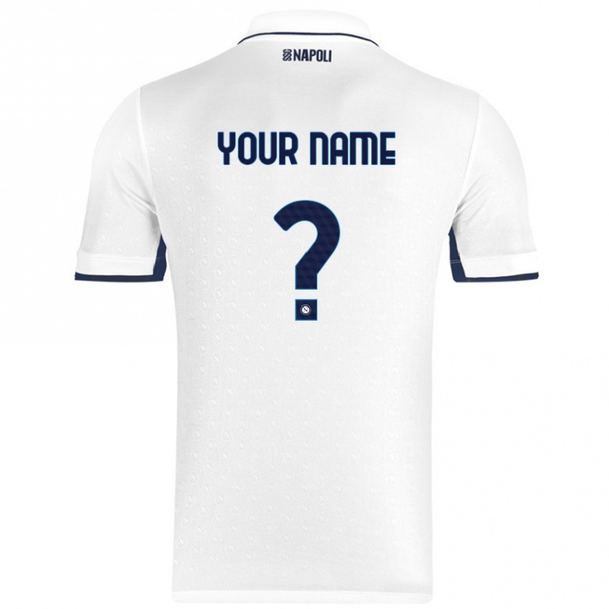 Kids Football Your Name #0 White Royal Blue Away Jersey 2024/25 T-Shirt Uk